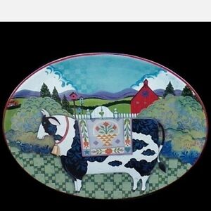 Jim Shore Certified International  Vibrant BARNYARD 16" PLATTER EUC